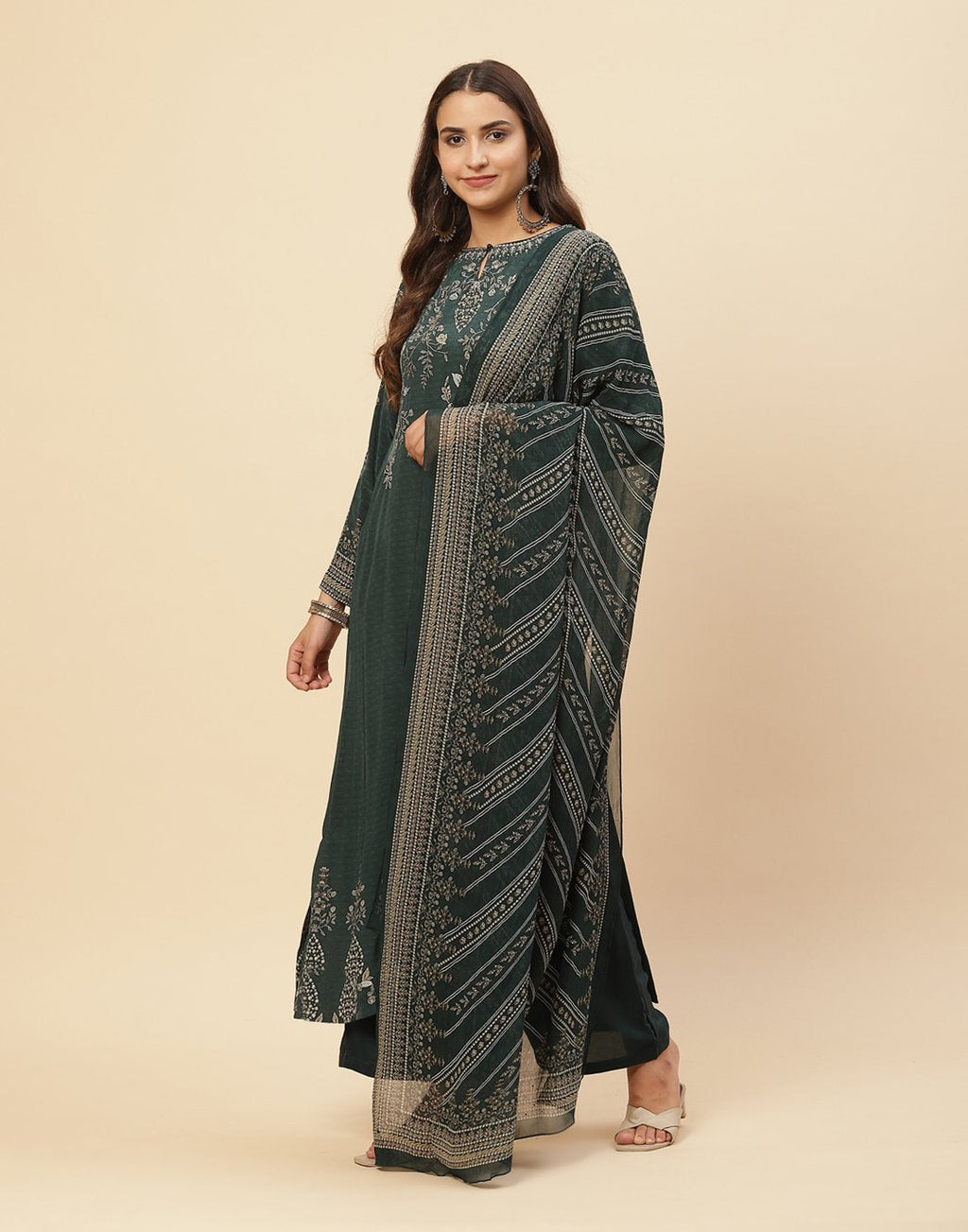 Digital Printed Crepe Salwar Kameez Stitched Suit With Georgette Dupatta