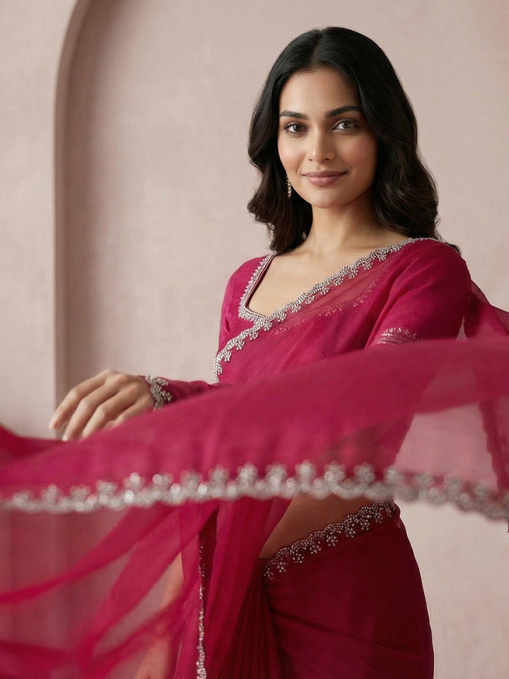 Embroidered Organza Saree
