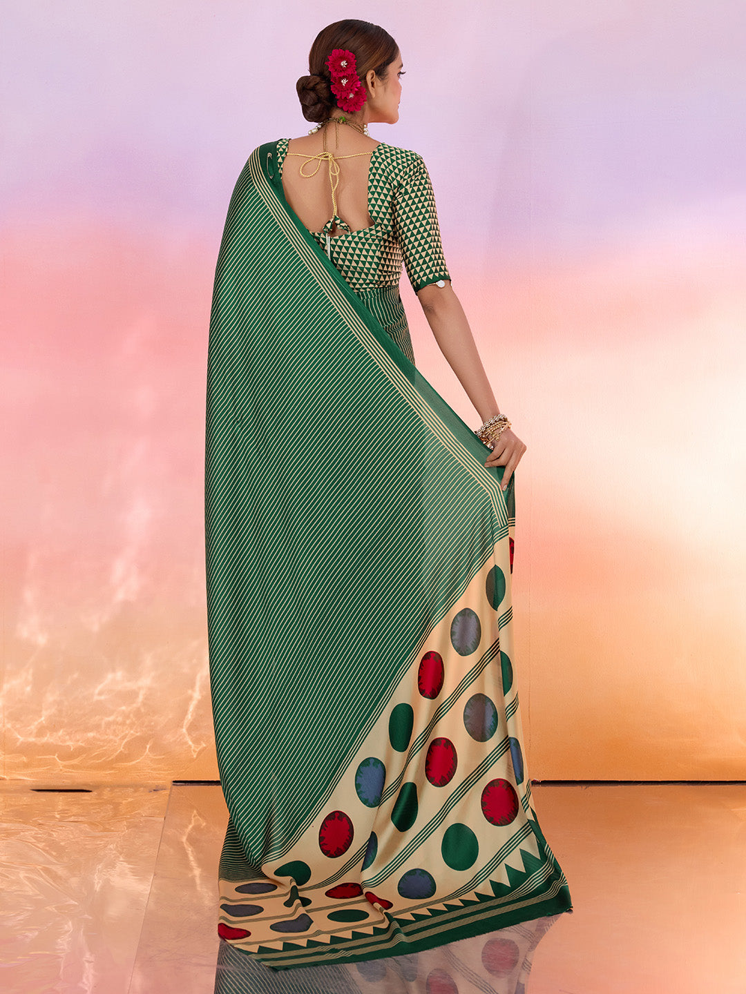 Printed Satin Saree