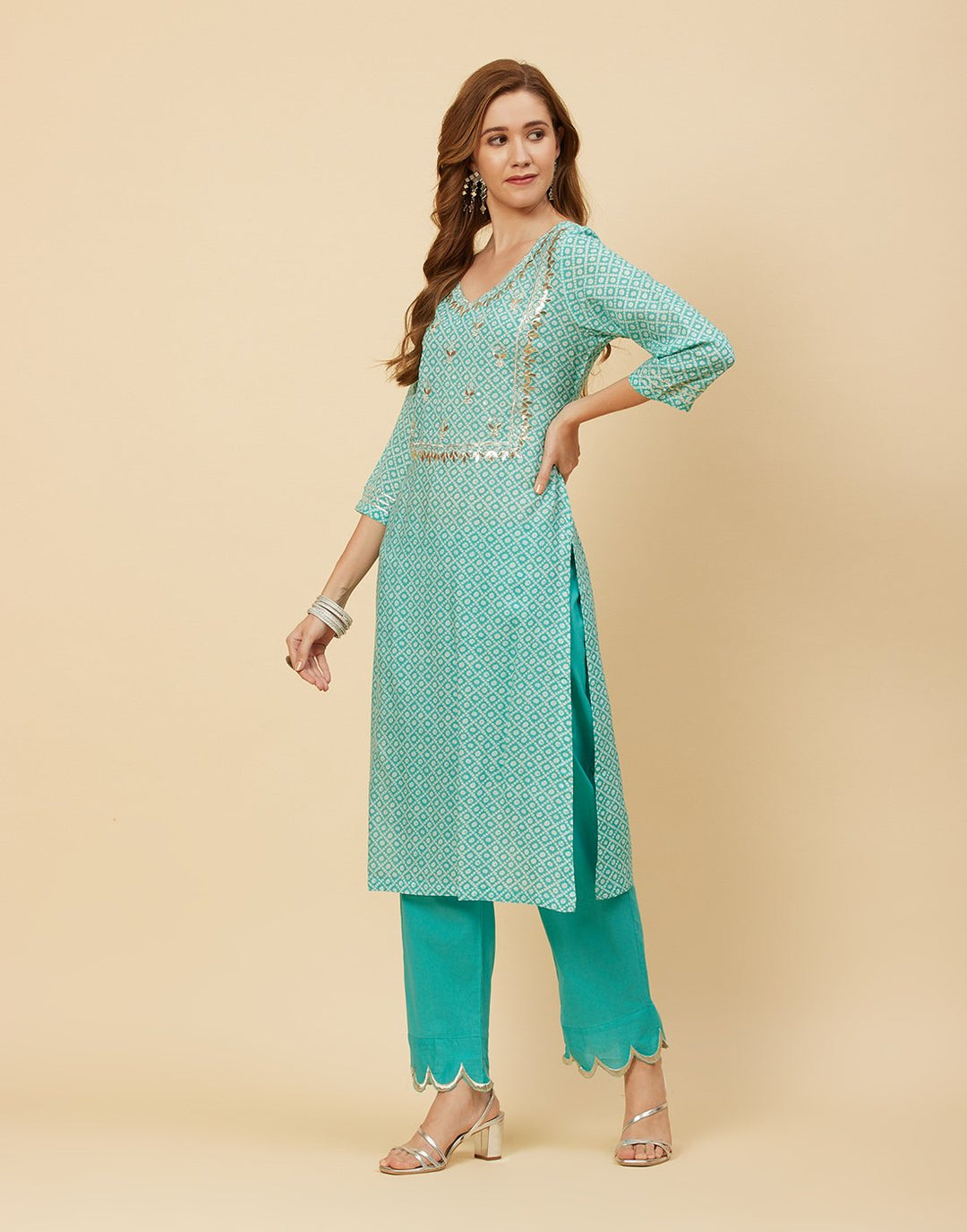 Embroidered Cotton Muslin Kurti With Pant
