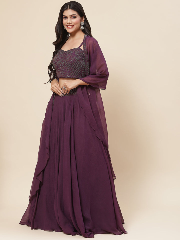 Swarovski Jaal Georgette Choli With Lehenga &amp; Cape Dupatta