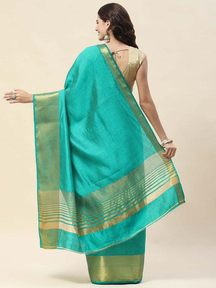 Plain Zari Border Woven Handloom Saree
