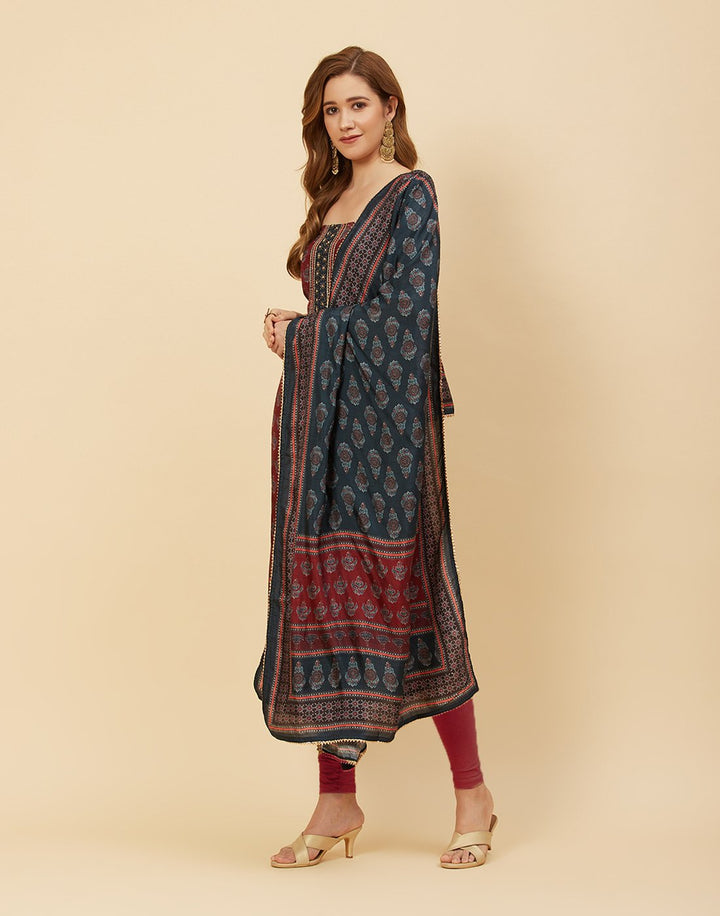 Printed Art Handloom Dupion Suit Piece
