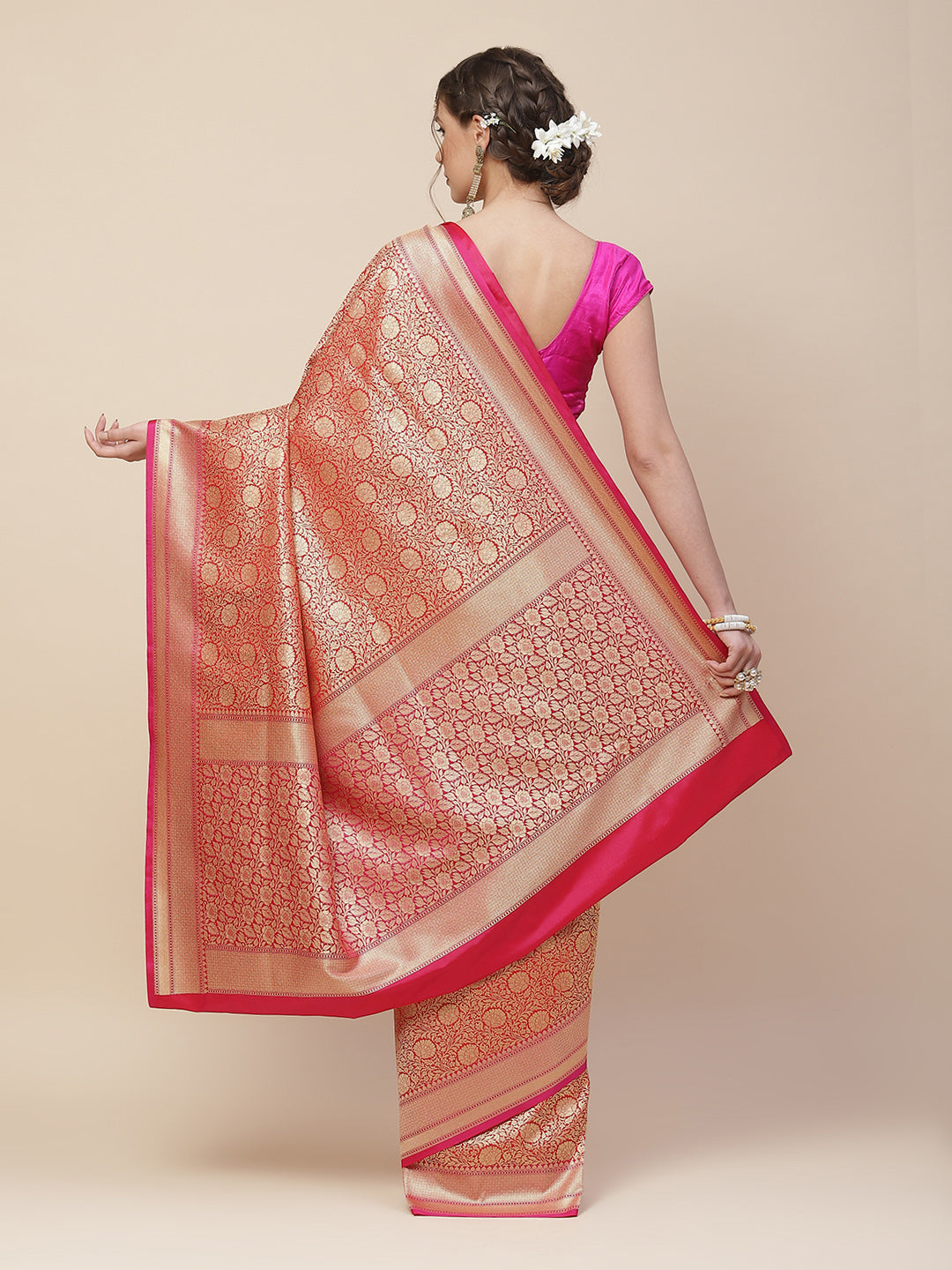 Zari Jaal Banarasi Woven Saree