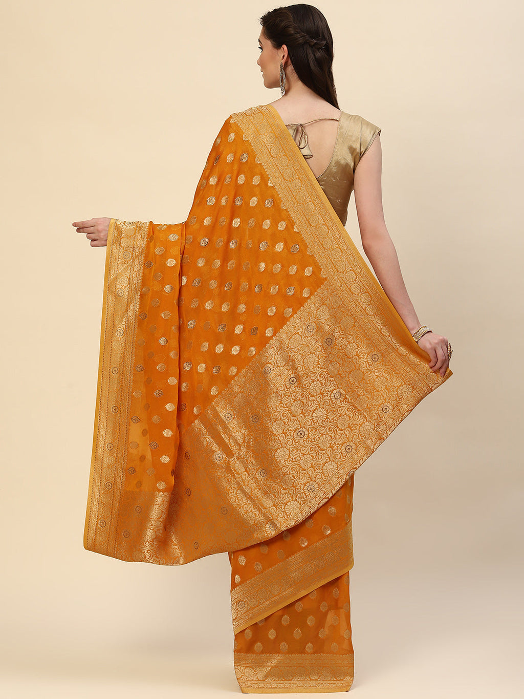 Zari Booti Georgette Plain Saree