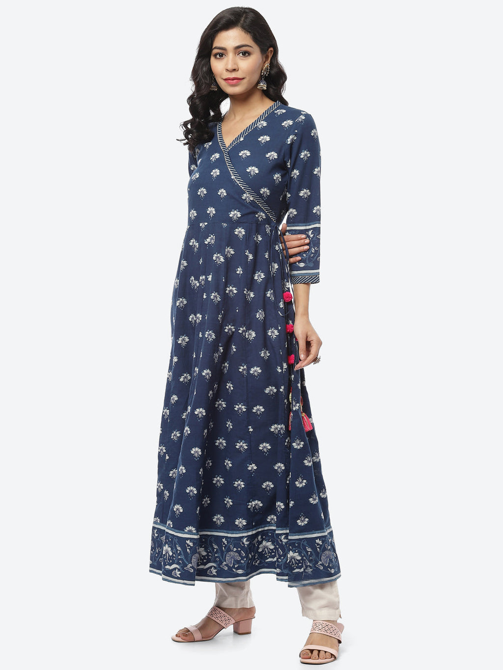 Floral Printed Cotton Angrakha Kurti