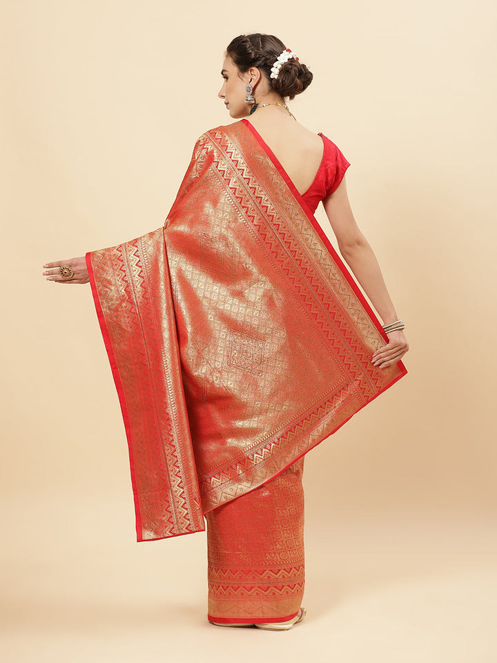 Art Handloom Saree with Brocade Zari Jaal Border