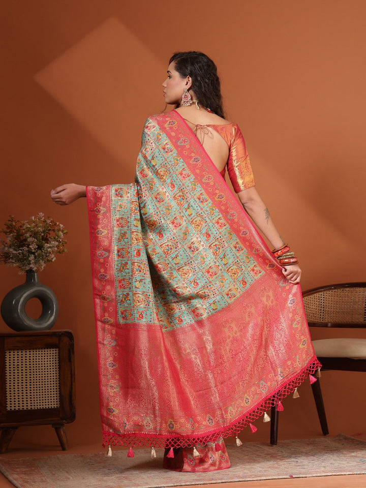 Woven Design Satin Saree