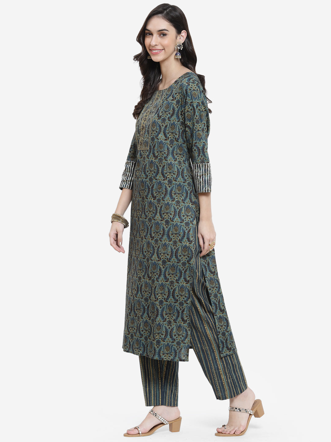 Block Printed Cotton Stitched Salwar Kameez With Dupatta