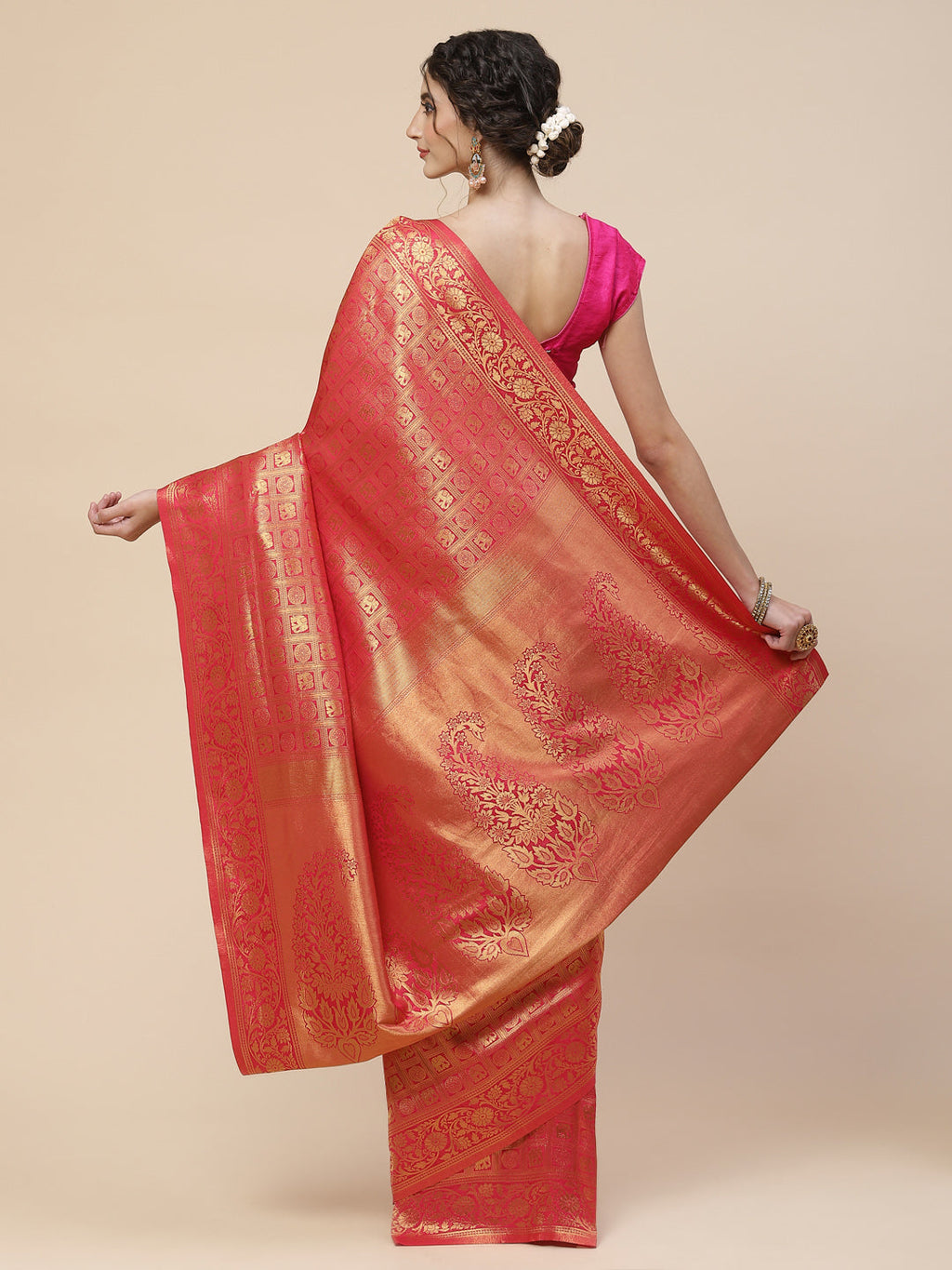 Brocade Zari Jaal Art Handloom Woven Saree