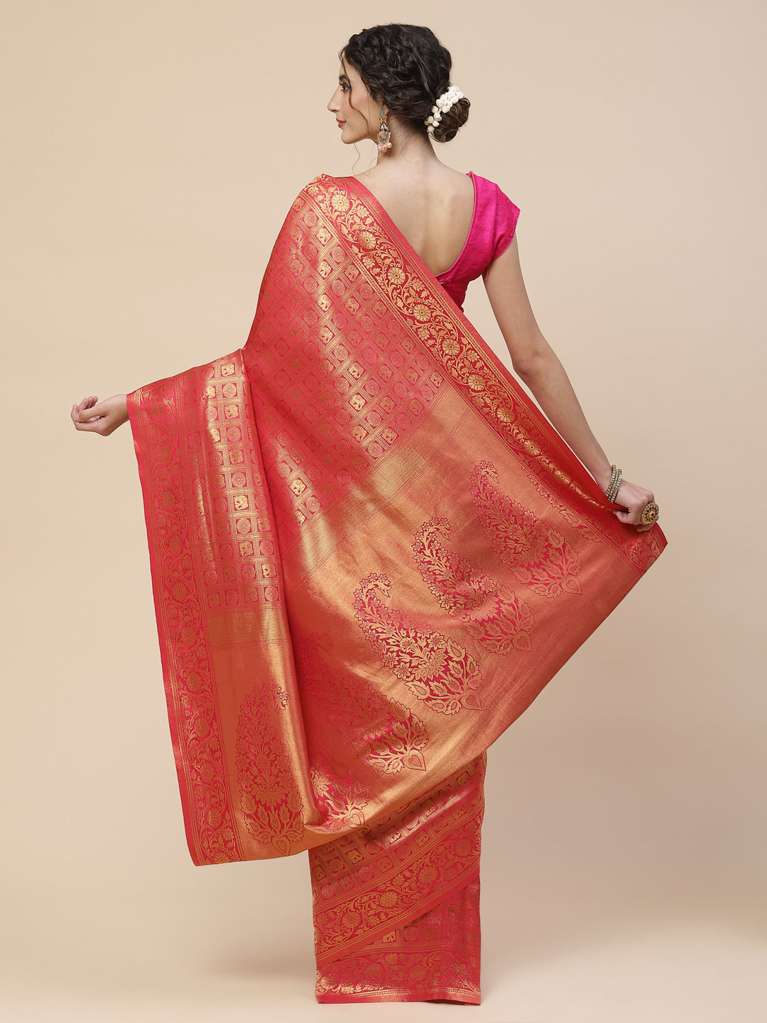 Brocade Zari Jaal Art Handloom Woven Saree