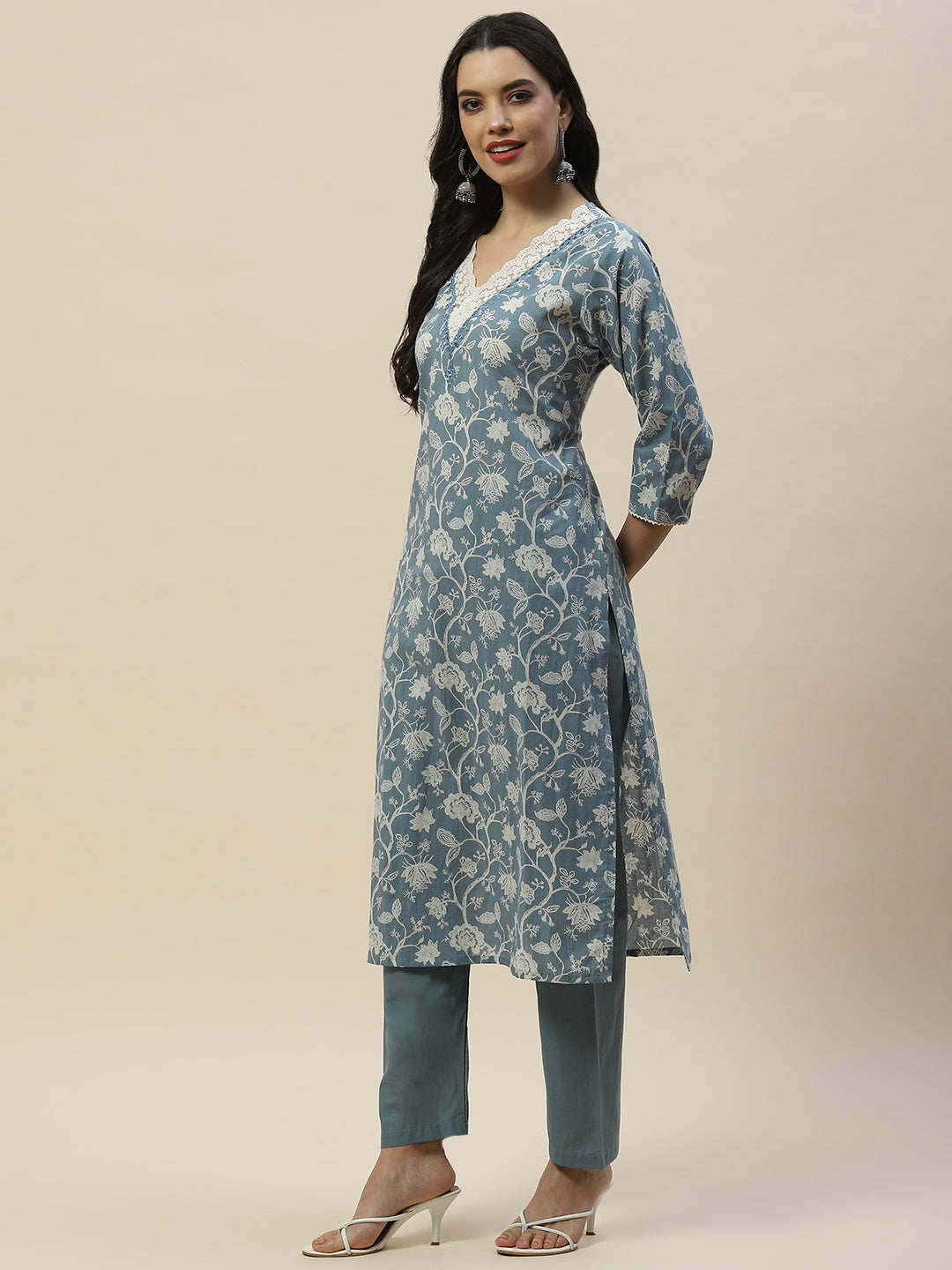 Printed Muslin Kurta With Pants