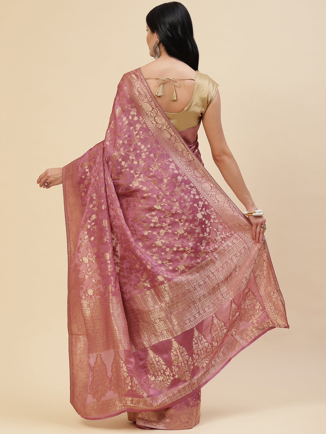 Zari Jaal Satin Woven Saree