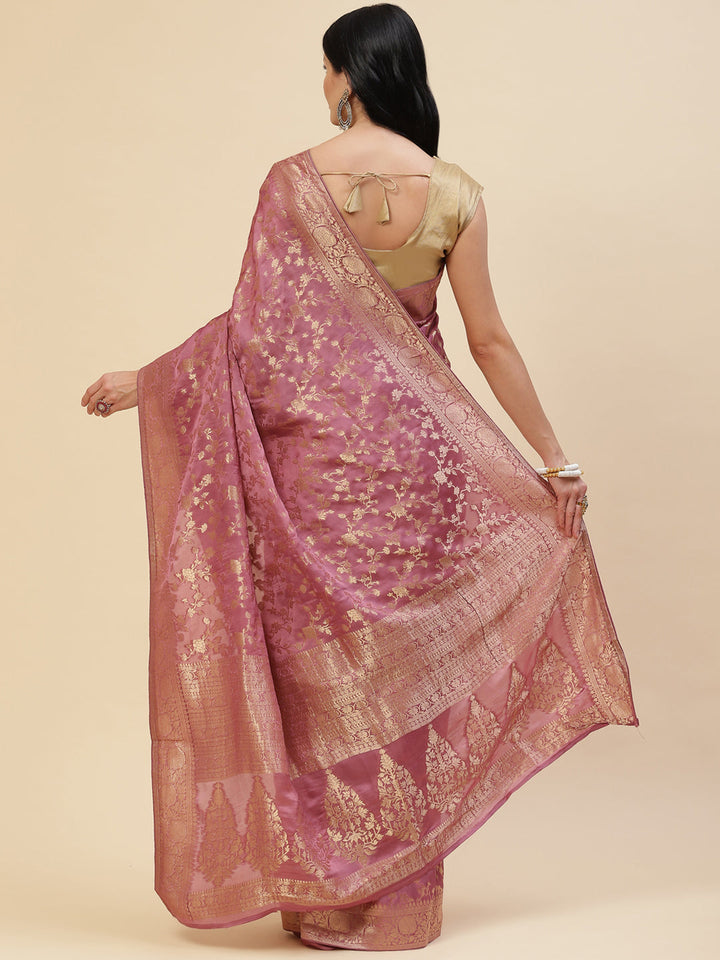 Zari Jaal Satin Woven Saree