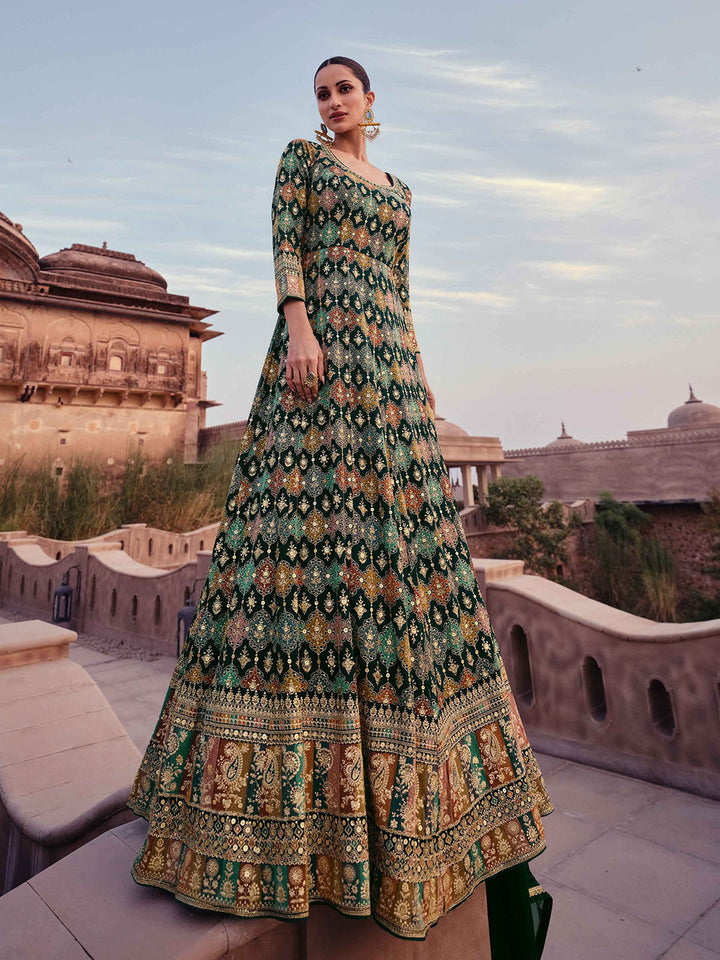 Printed Georgette Kurta With Pants &amp; Dupatta