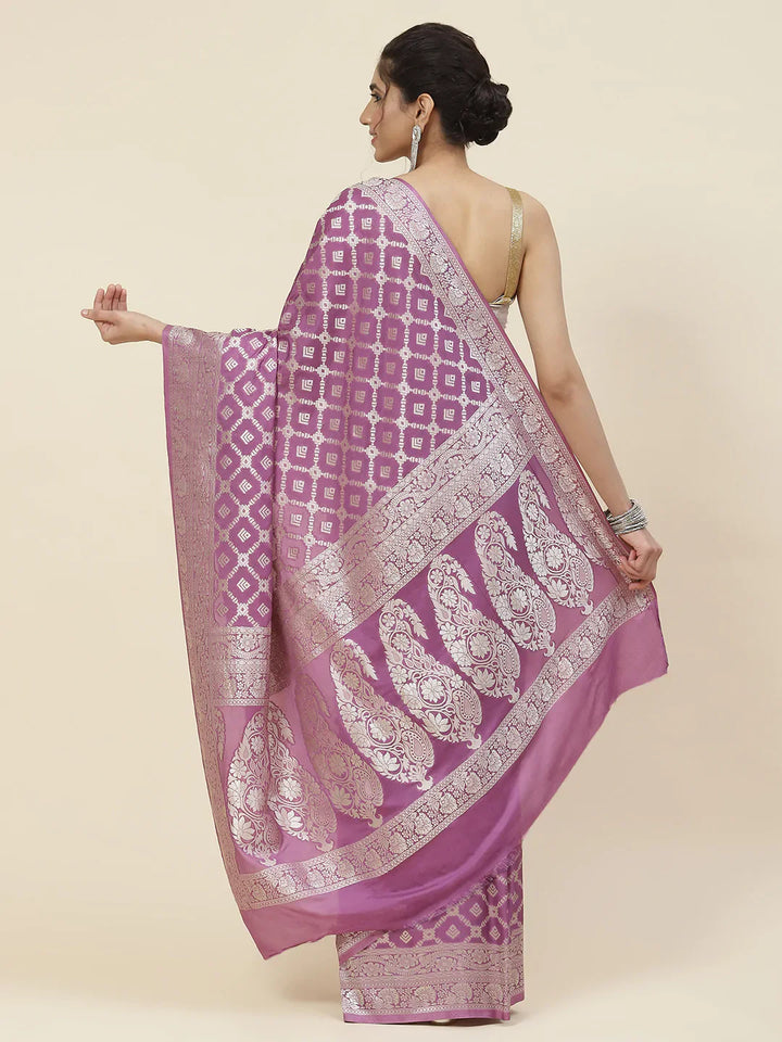 Zari Jaal Crepe Plain Saree