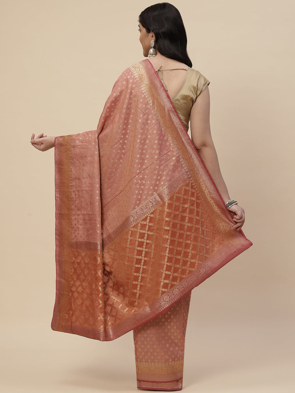 Zari Border Booti Cotton Woven Saree