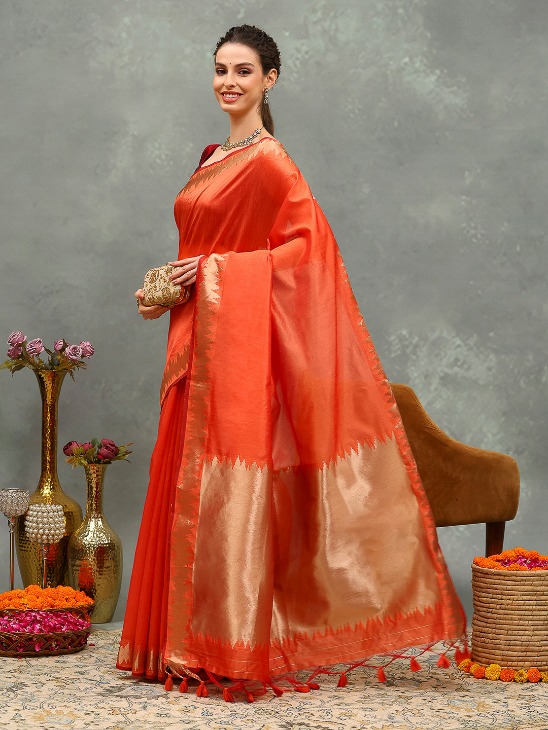 Woven Design Cotton Blend Saree