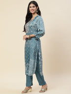 Floral Printed Muslin Kurta With Pants