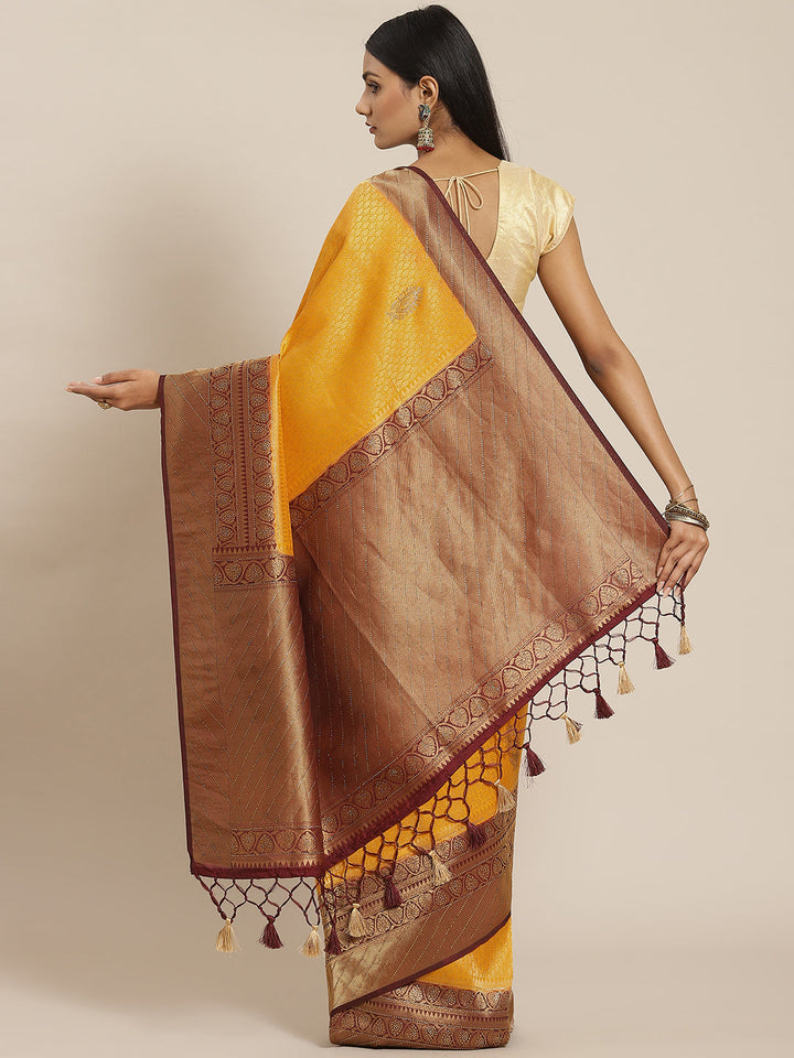 Brocade Art Handloom Embroidered Saree