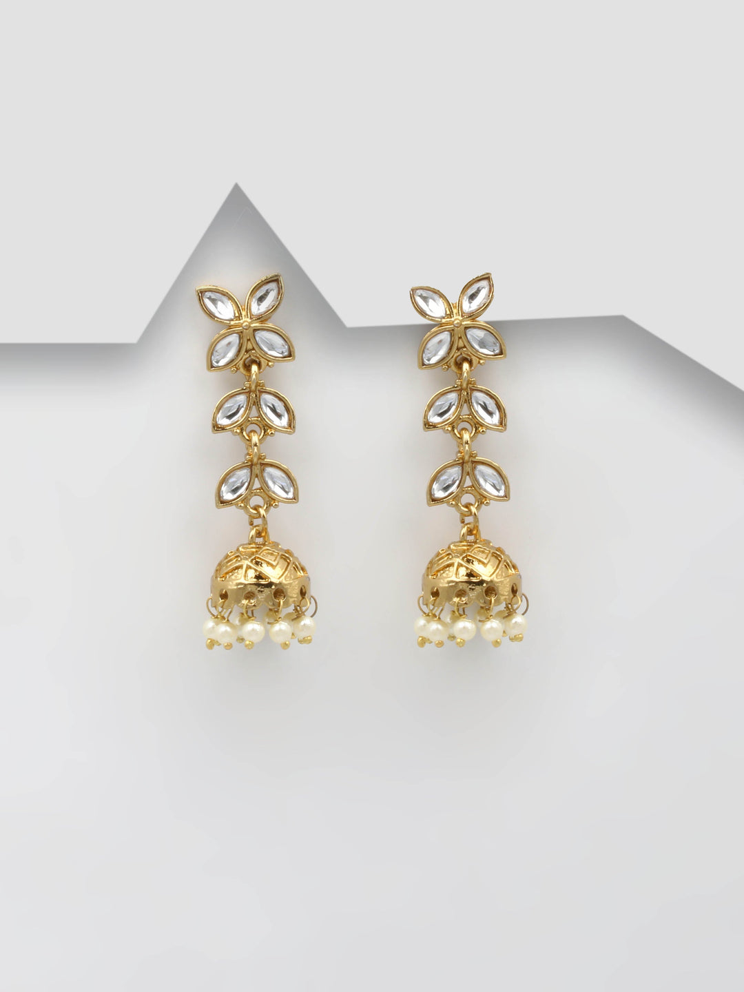 Gold &amp; White Drop Earrings
