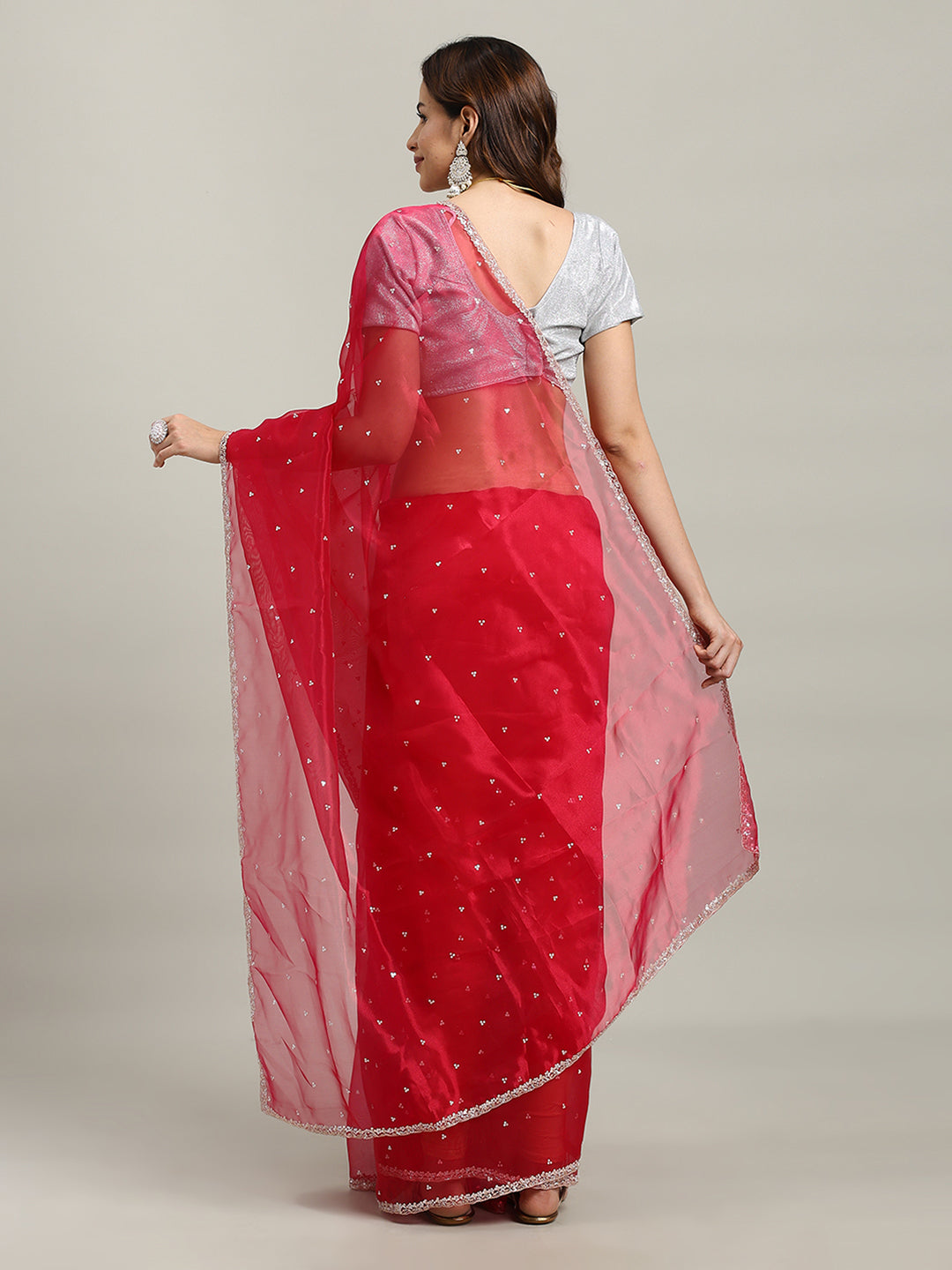 Sequence Embroidery Tissue Saree