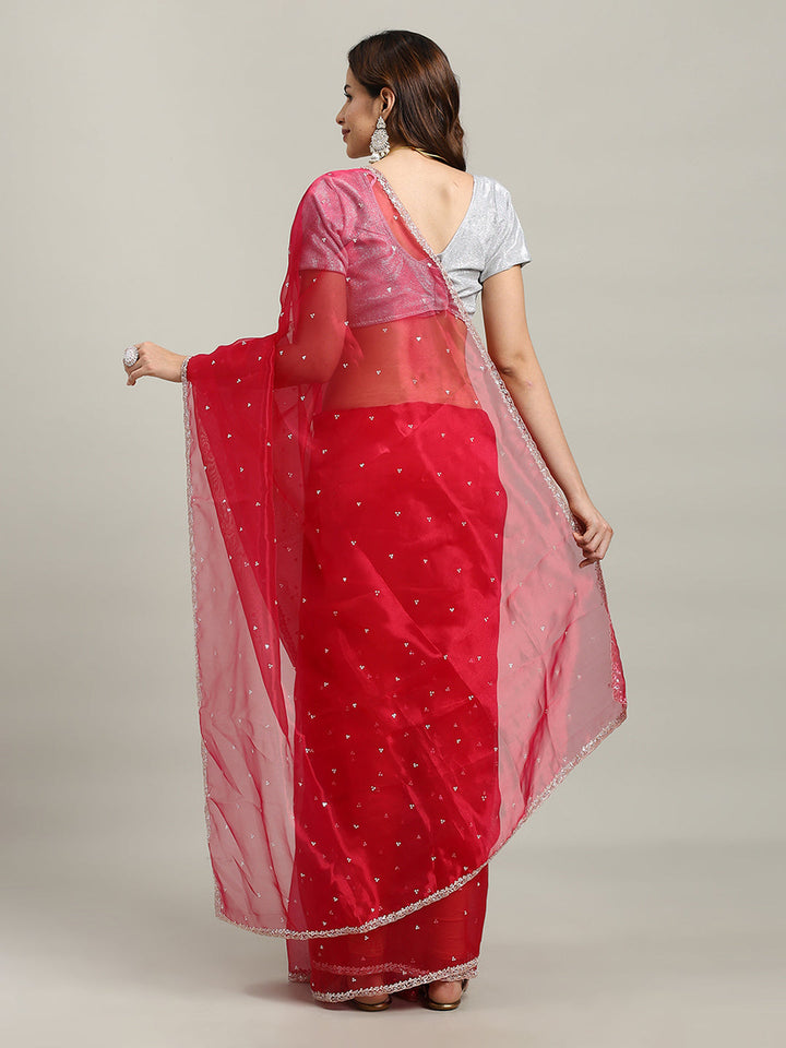 Sequence Embroidery Tissue Saree