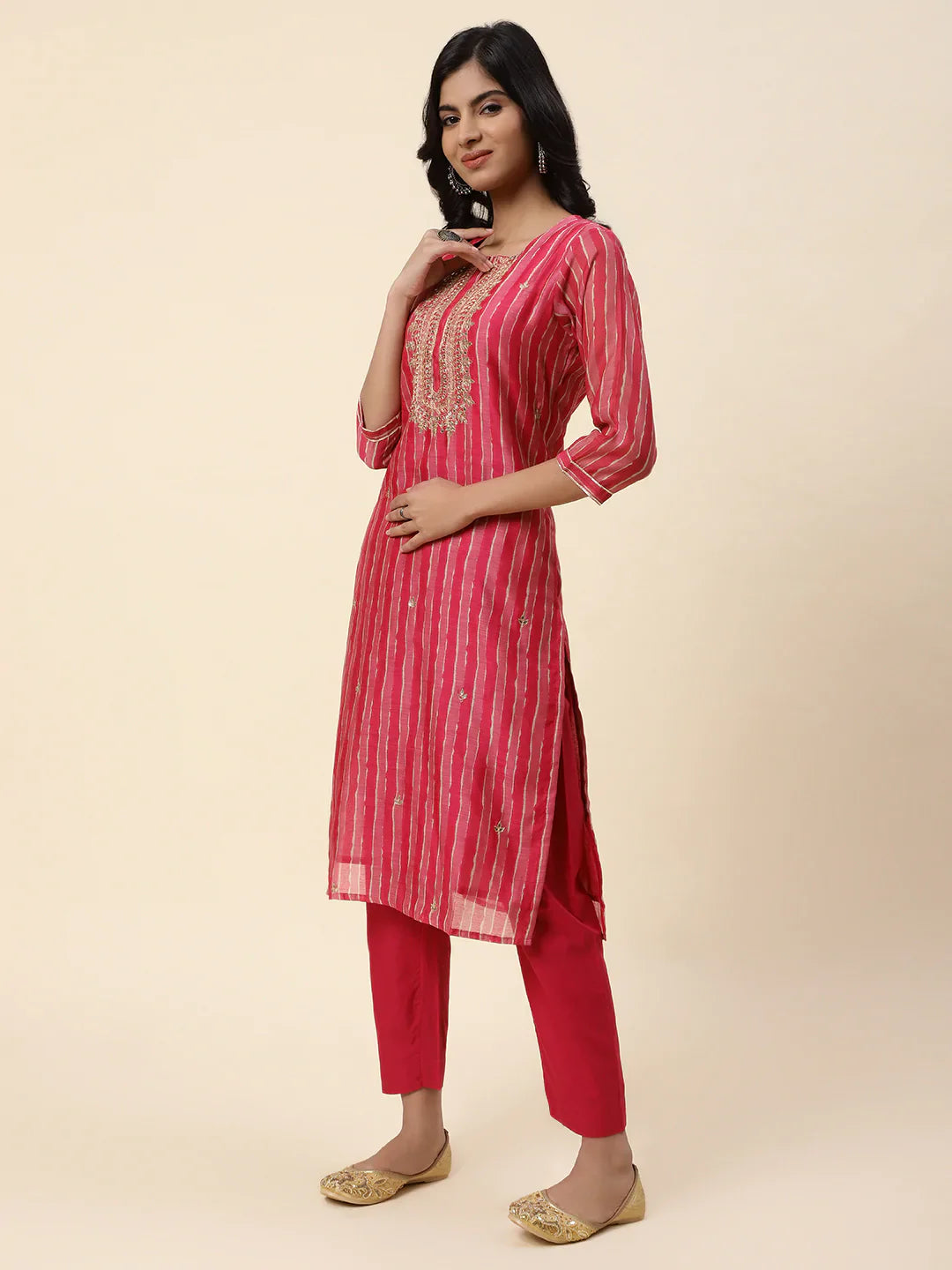 Gota Work Chanderi Kurta With Pants