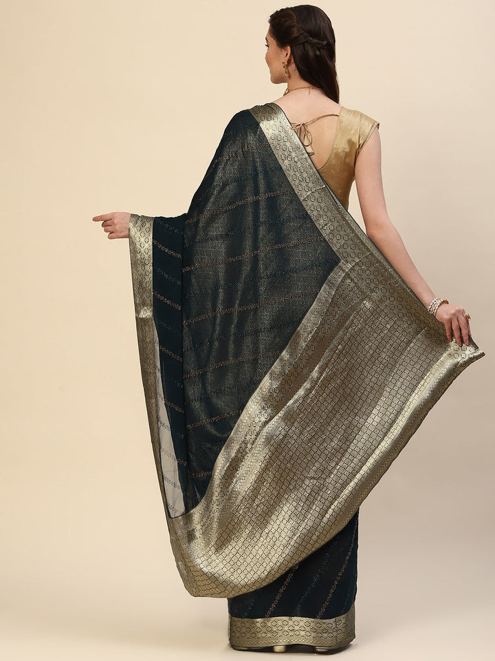 Stone Work Chiffon Plain Saree