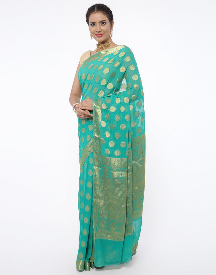MBZ Meena Bazaar-Art Chiffon Saree with Border Booti