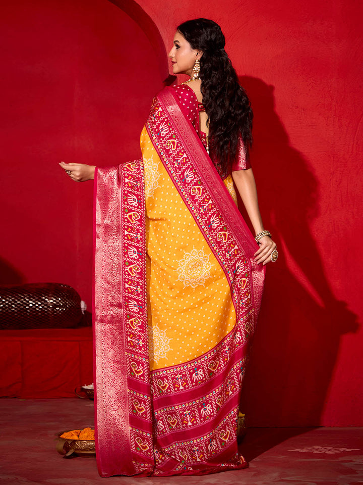 Bandhani Printed Art Silk Saree