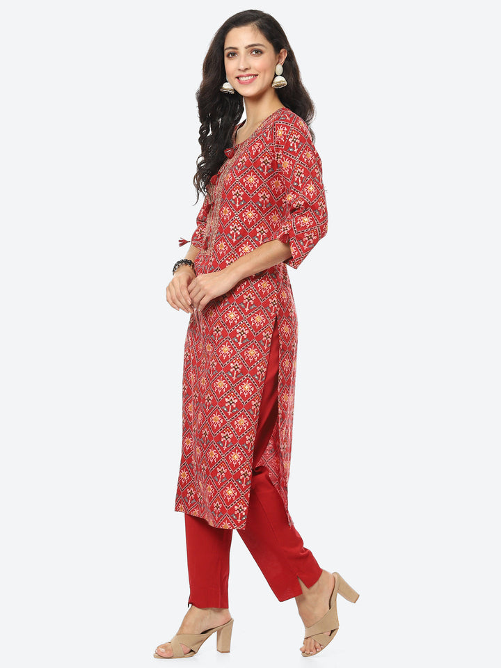Printed Cotton Kurti With Pant