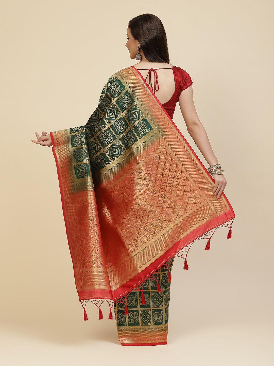 Bandhej Handloom Woven Saree