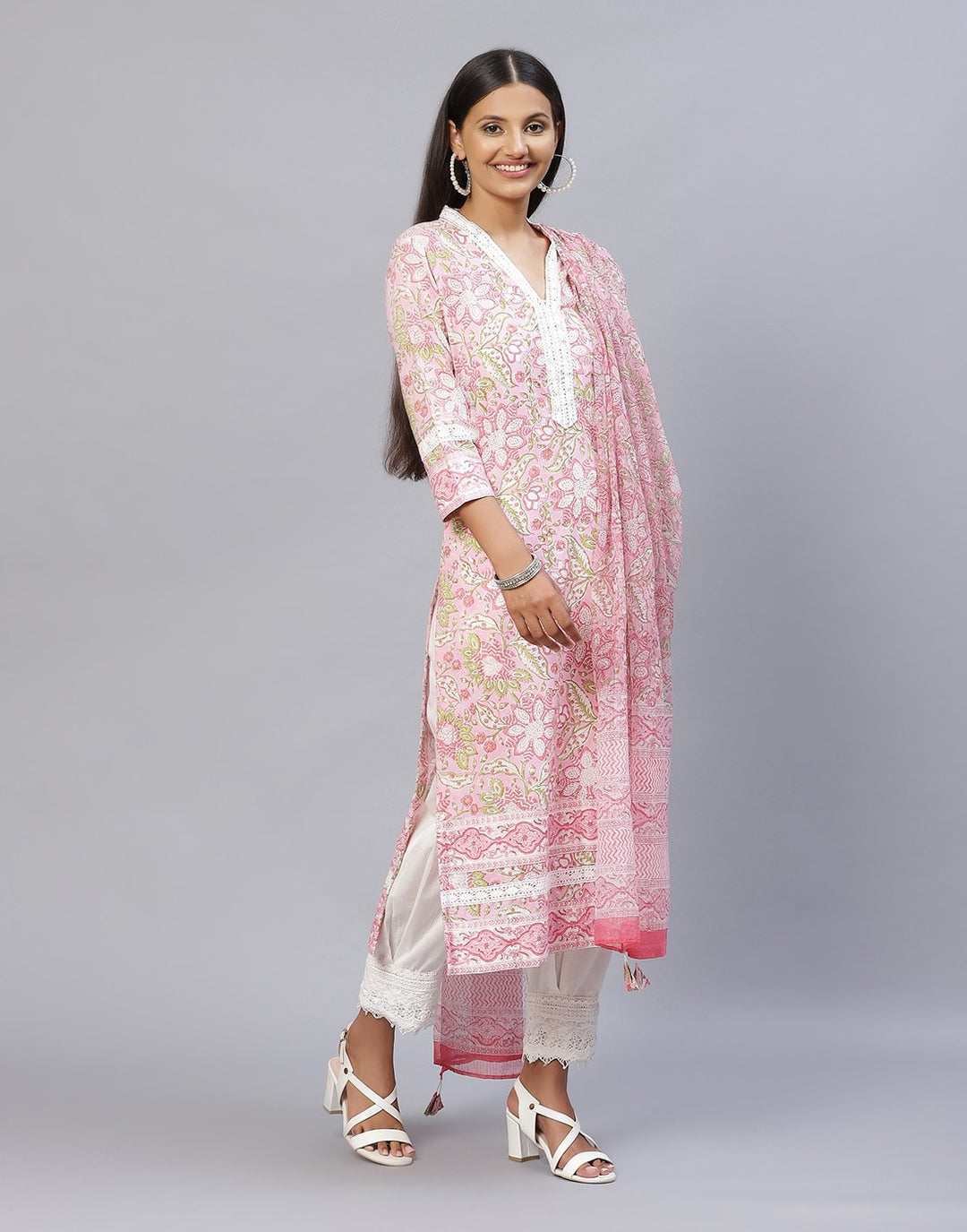 Pink Cotton Salwar Kameez Stitched Suit