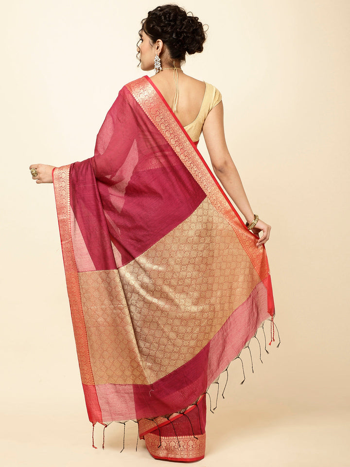Plain Zari Border Woven Cotton Saree