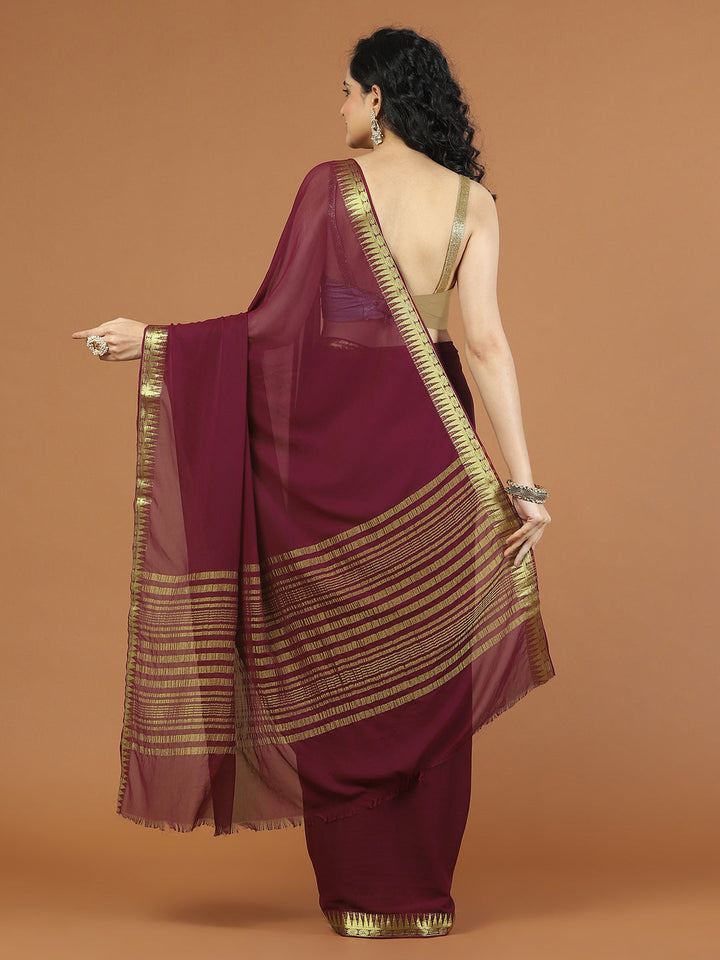Zari Border Chiffon Woven Saree