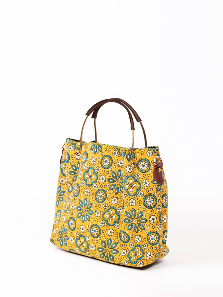 Cotton Floral Print Handbag