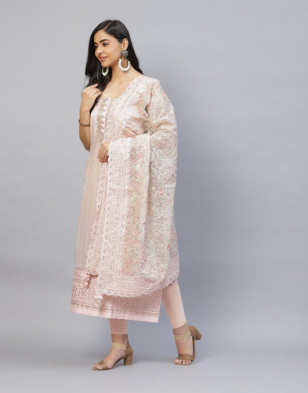 Embroidered Organza Kora Suit Piece