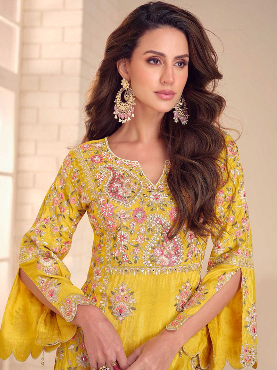 Embroidered Simmar Kurta With Gharara &amp; Dupatta