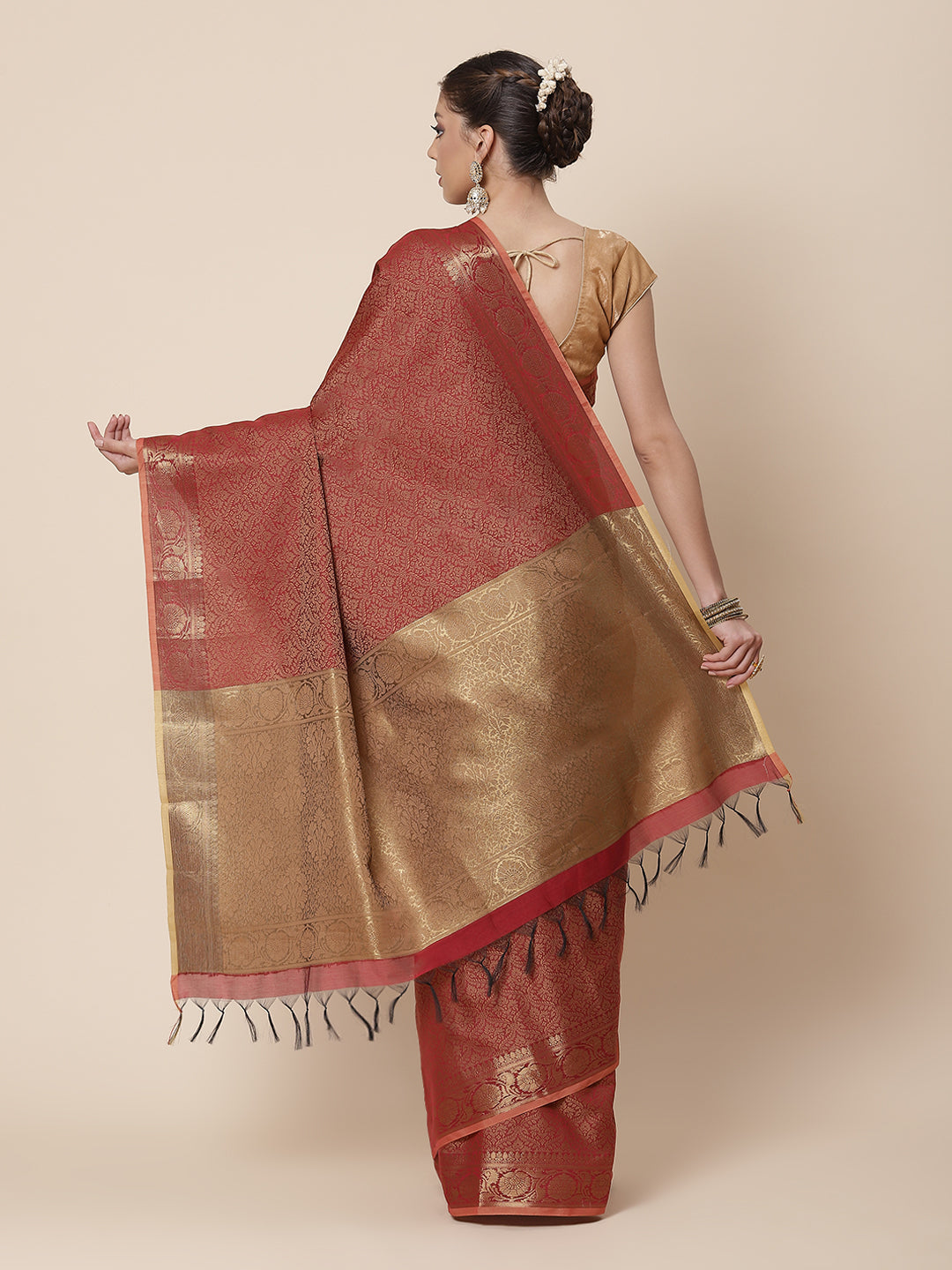 Resham Zari Border Cotton Woven Saree