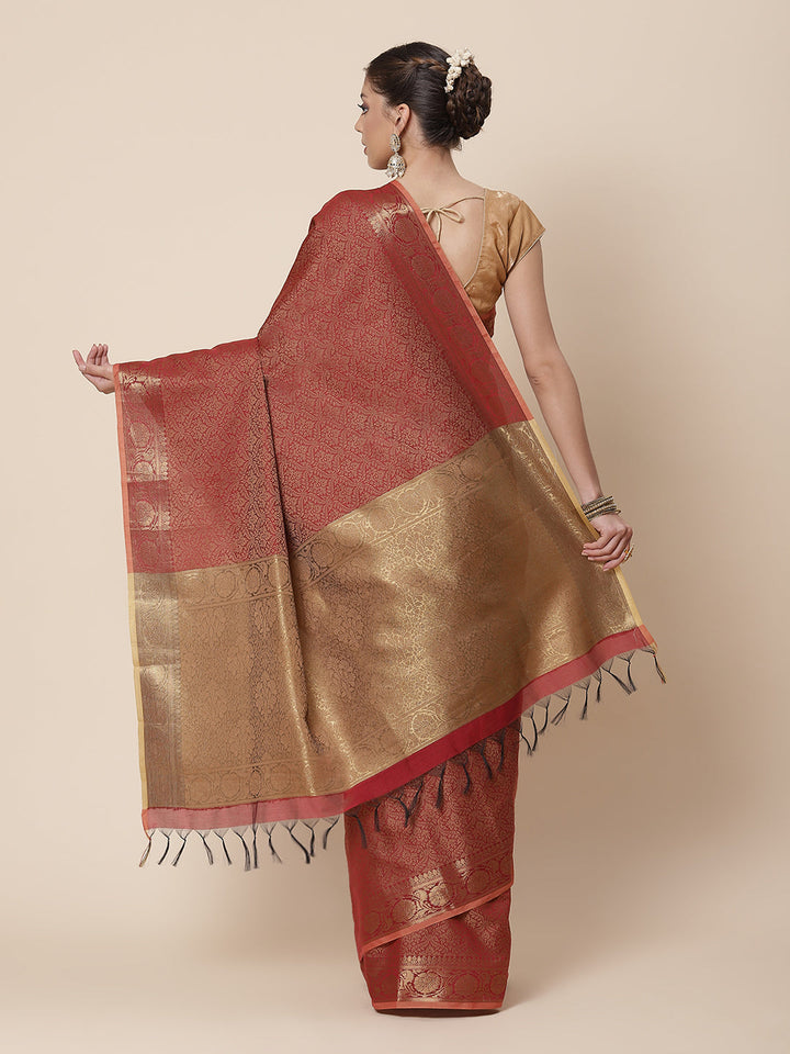 Resham Zari Border Cotton Woven Saree