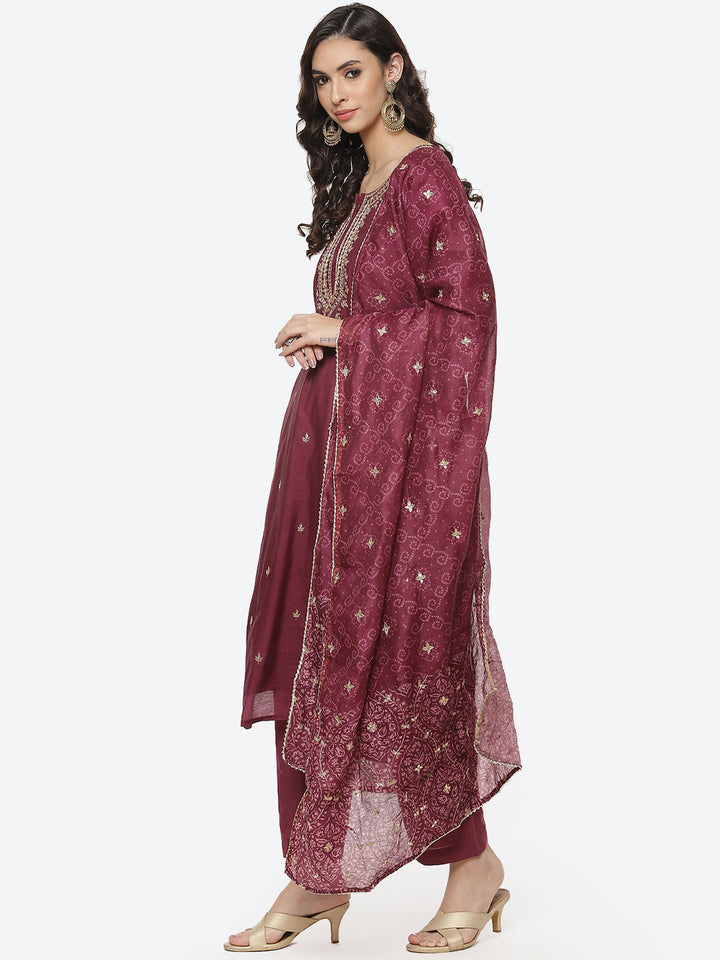 Printed Cotton Kurti With Pant And Dupatta