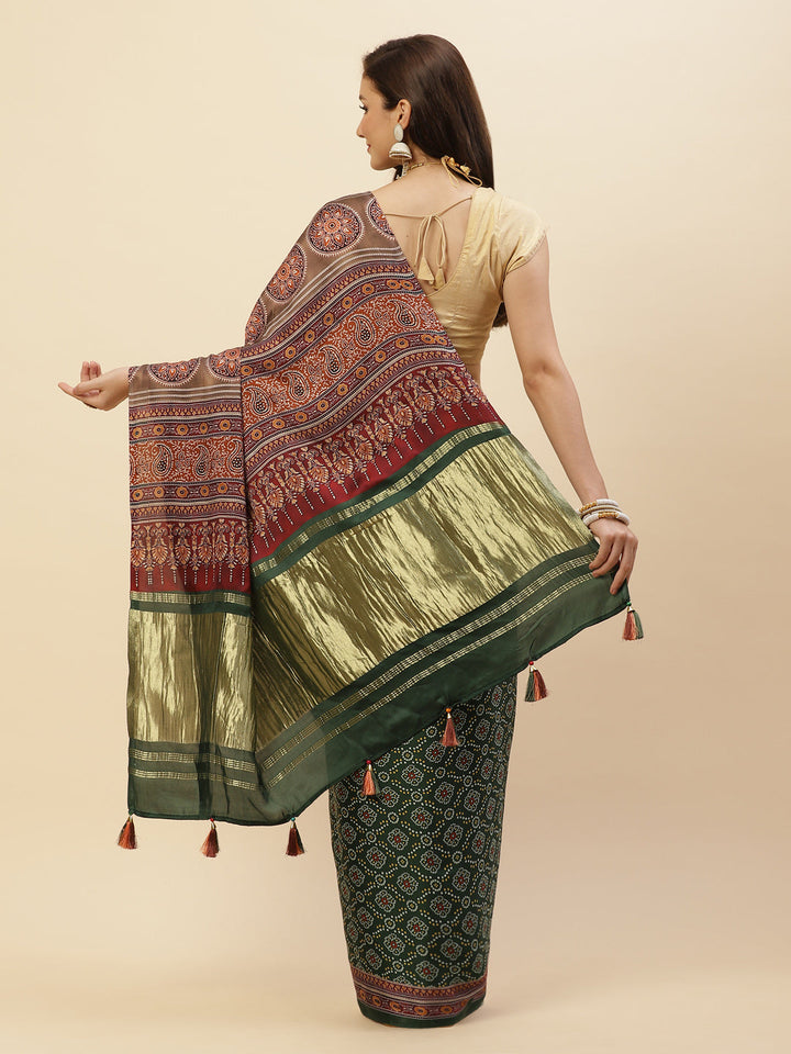 Bandhani Printed Satin Saree