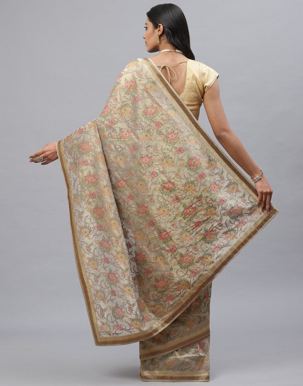 Cottton Tissue Embroidery Saree