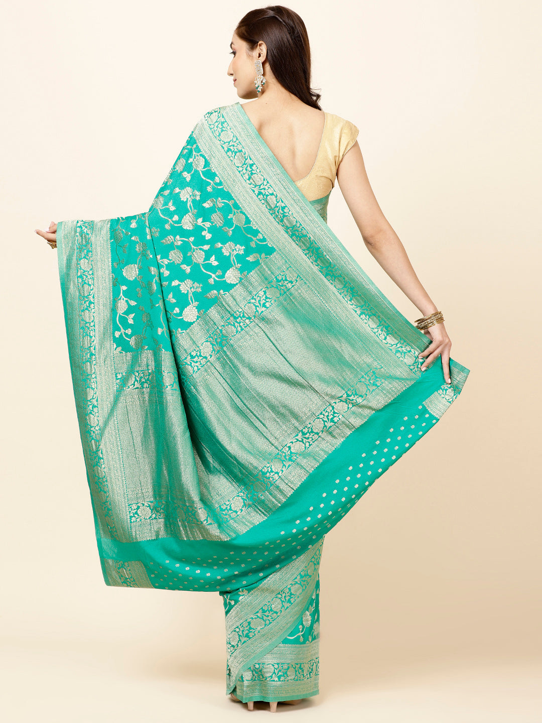 Zari Jaal Plain Georgette Saree