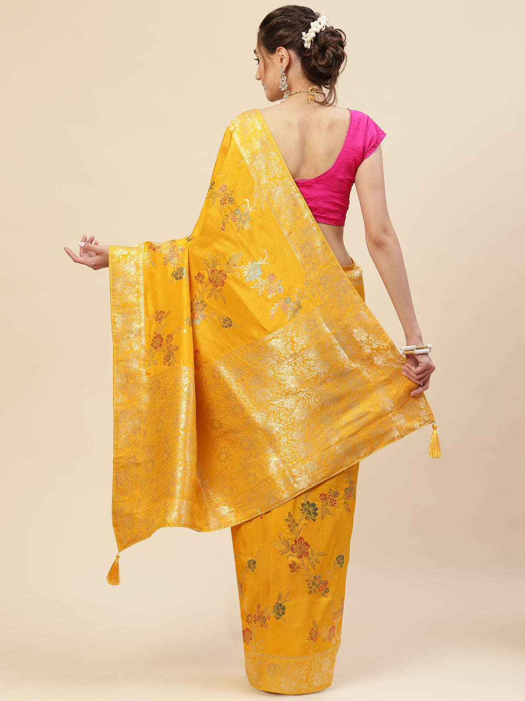 Floral Zari Jaal Handloom Woven Saree