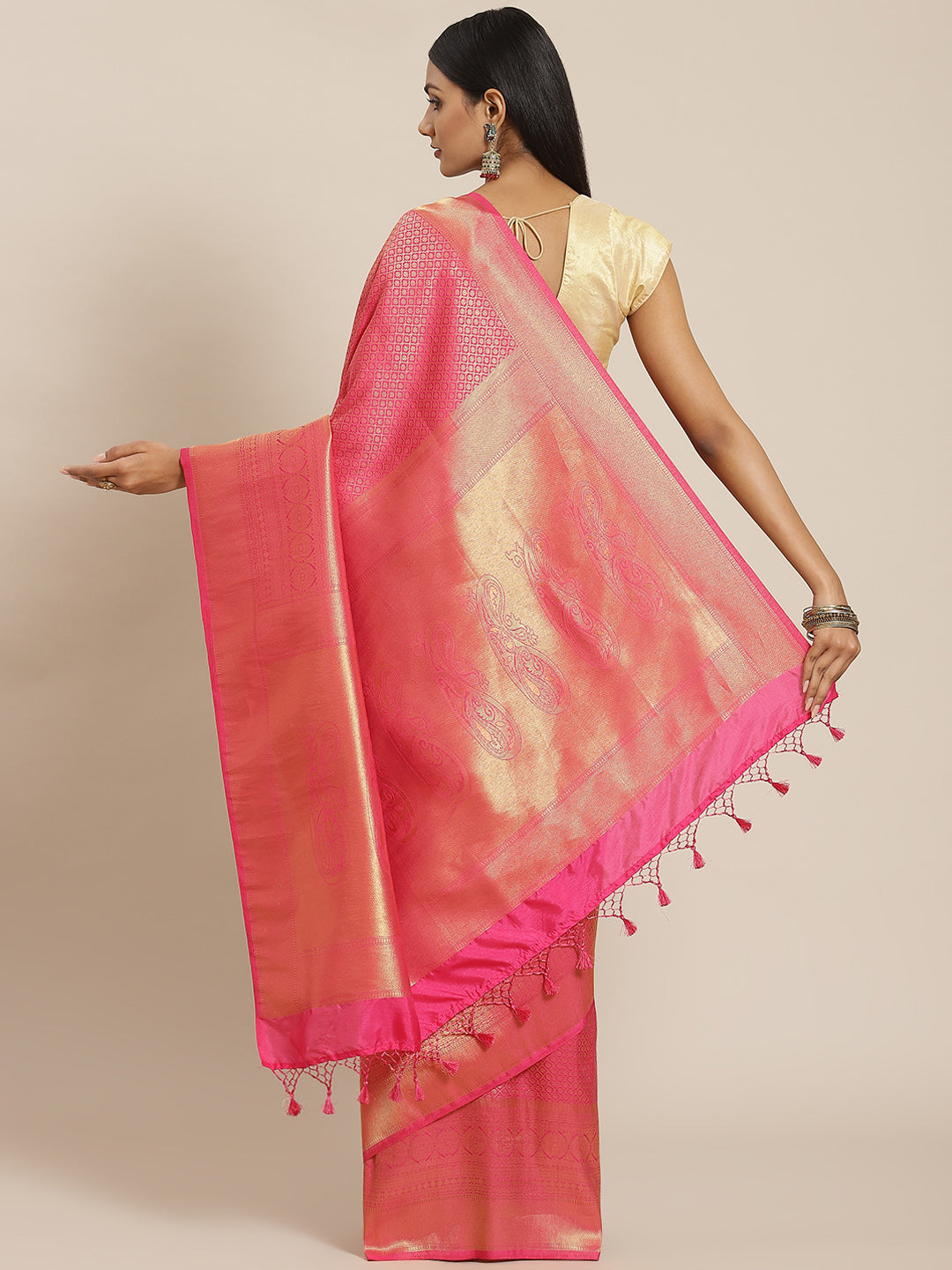 Brocade Zari Jaal Art Handloom Woven Saree
