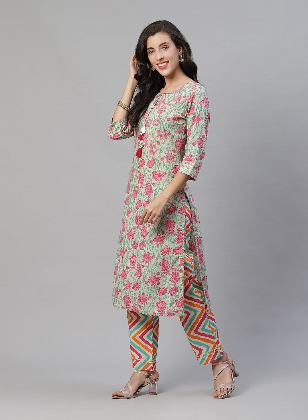 Printed Cotton Kurti With Pant