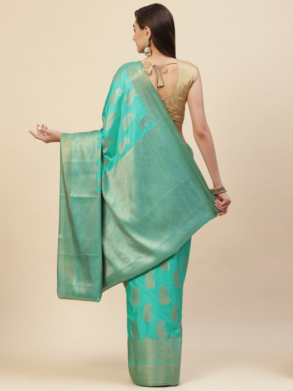 Zari Boder Booti Handloom Woven Saree