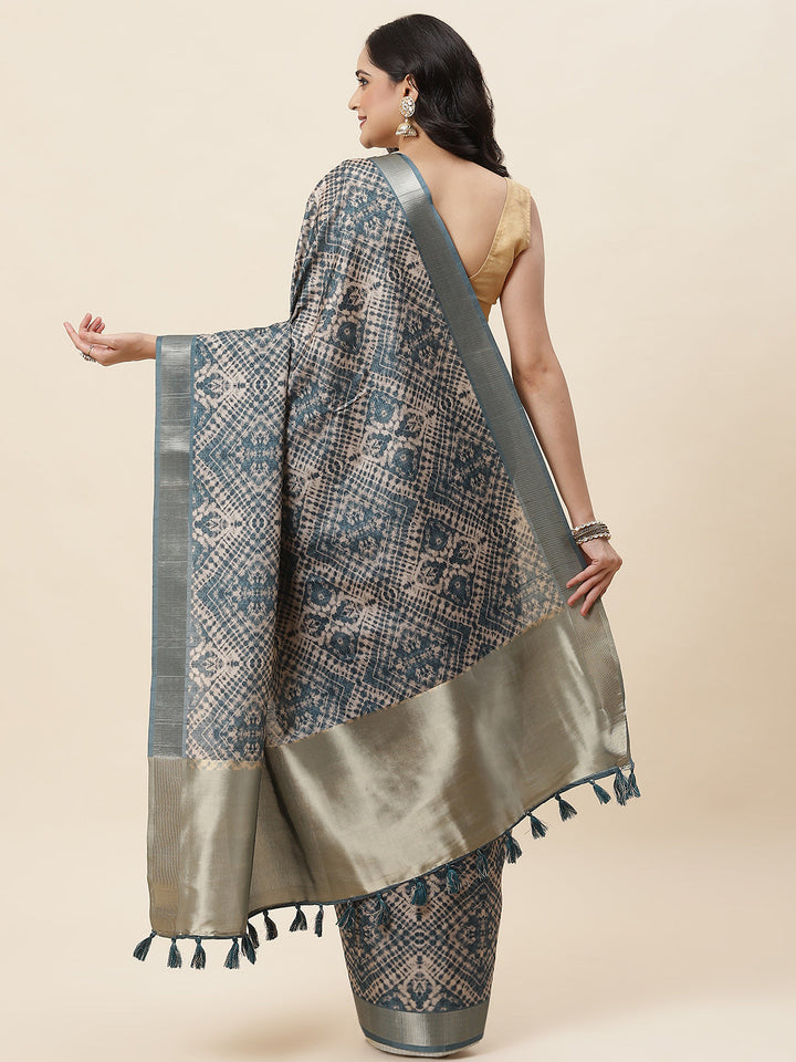 Printed Tussar Saree